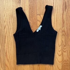 Madewell Black Ribbed Crop Top